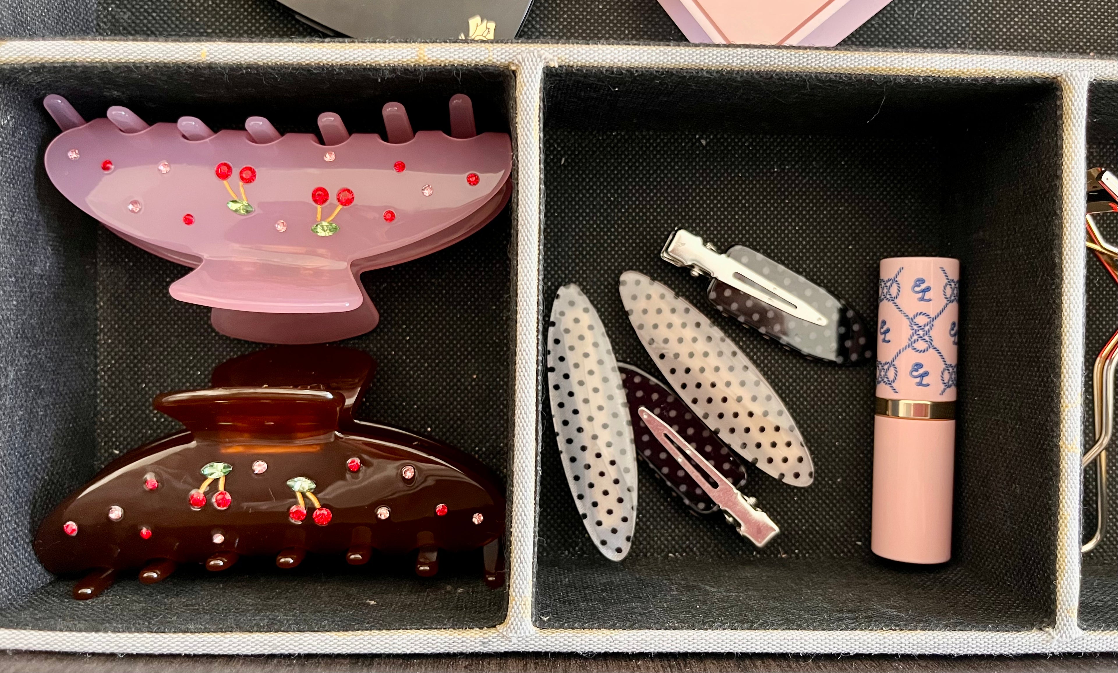 Black Polka Dot Snap Clips