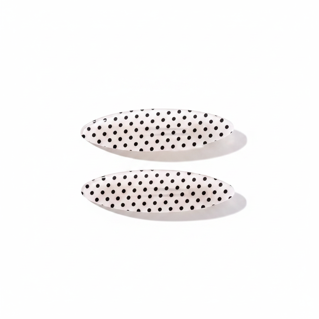 White Polka Dot Snap Clips